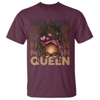 African American Pride T Shirt Melanin Queen Afro Messy Bun