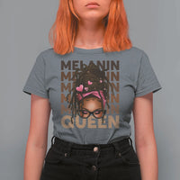African American Pride T Shirt For Women Melanin Queen Afro Messy Bun