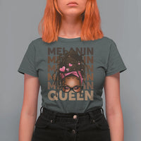 African American Pride T Shirt For Women Melanin Queen Afro Messy Bun