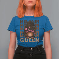 African American Pride T Shirt For Women Melanin Queen Afro Messy Bun