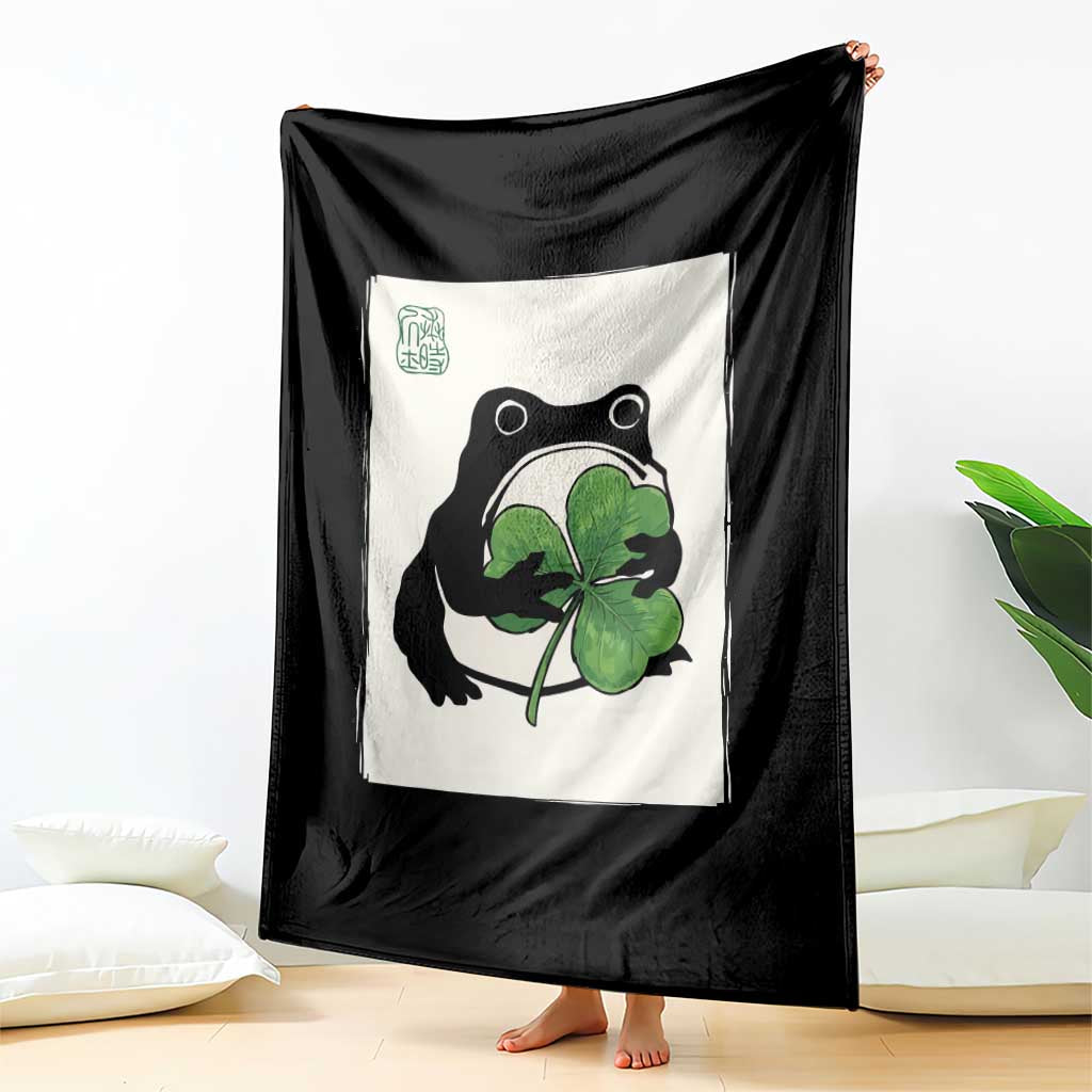 Funny Grumpy Frog Japanese St Patricks Day Throw Blanket