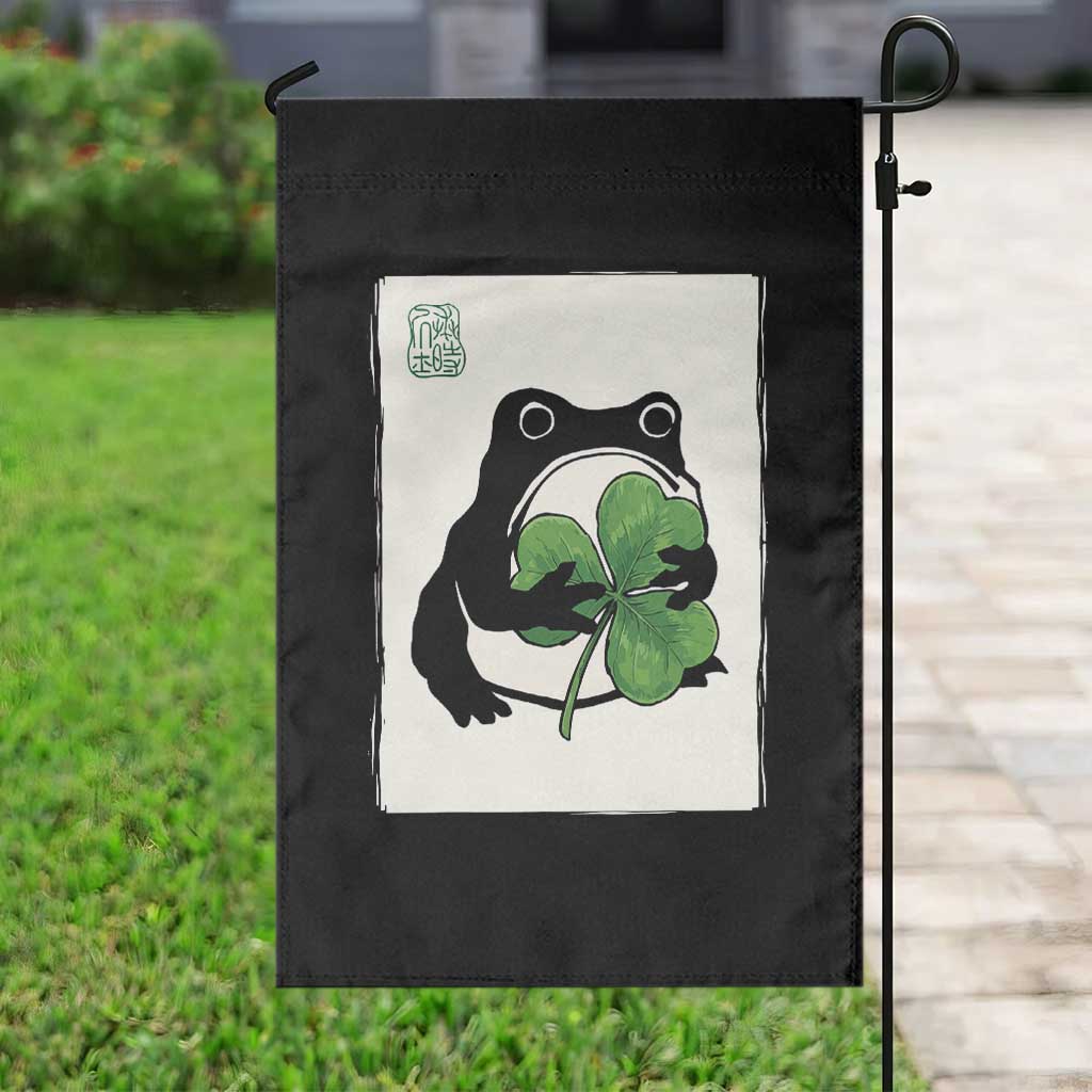 Funny Grumpy Frog Japanese St Patricks Day Garden Flag