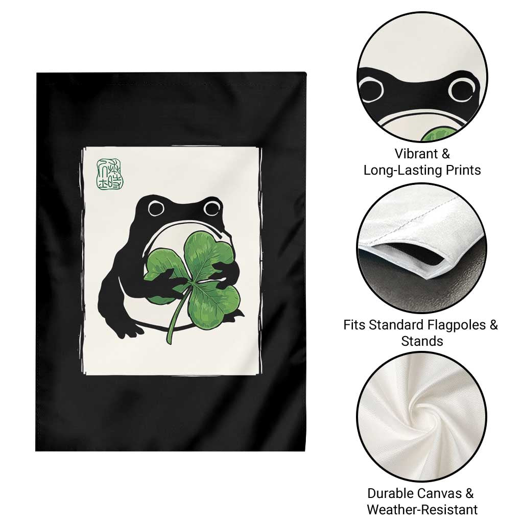 Funny Grumpy Frog Japanese St Patricks Day Garden Flag