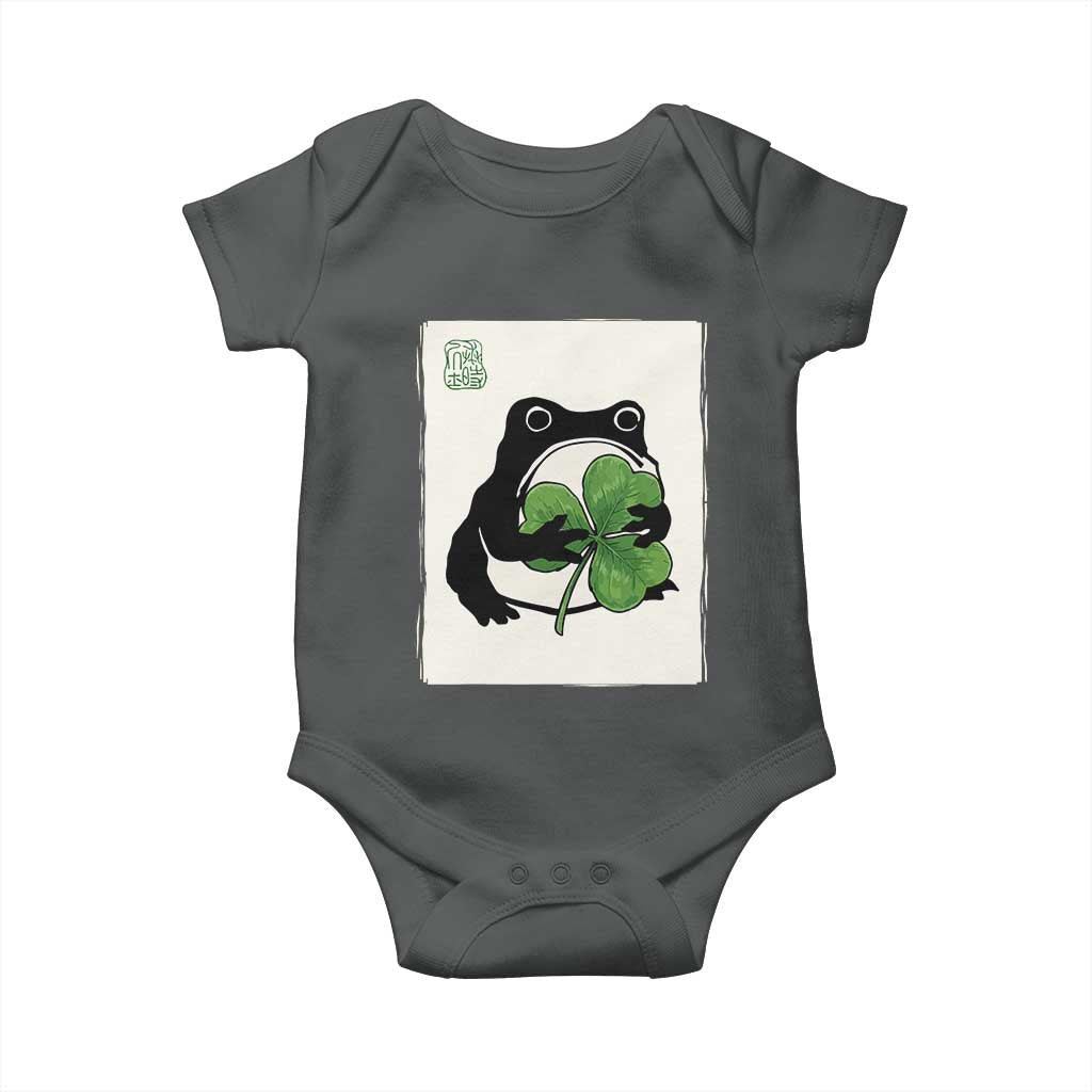 Funny Grumpy Frog Japanese St Patricks Day Baby Onesie