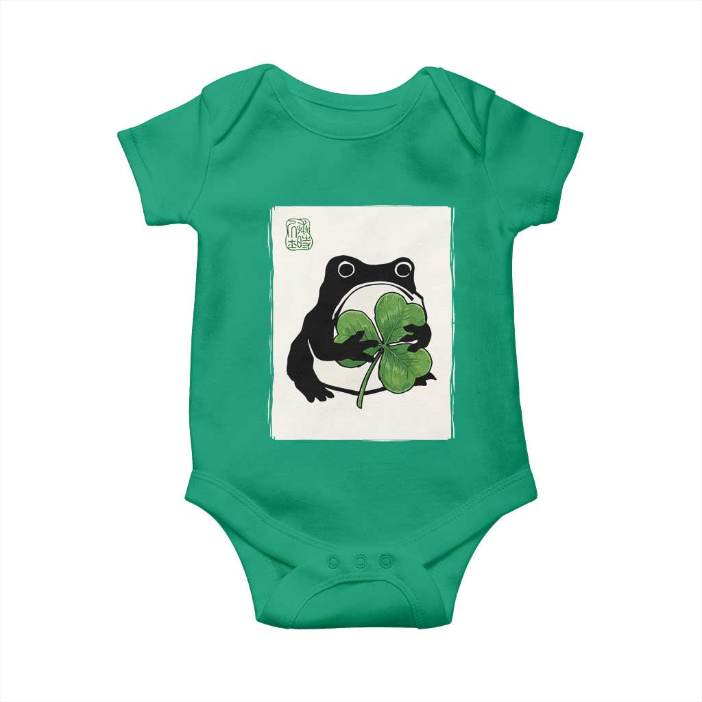Funny Grumpy Frog Japanese St Patricks Day Baby Onesie
