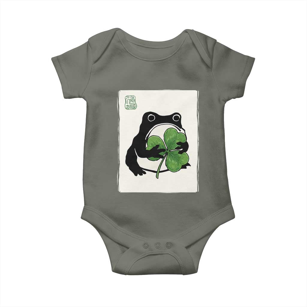 Funny Grumpy Frog Japanese St Patricks Day Baby Onesie