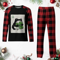 Funny Grumpy Frog Japanese St Patricks Day Plaid Pajama Set