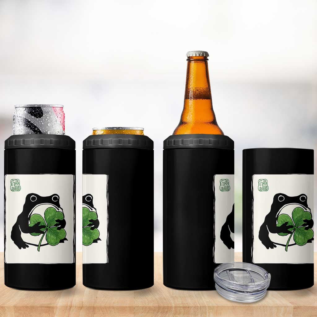 Funny Grumpy Frog Japanese St Patricks Day 4 in 1 Can Cooler Tumbler