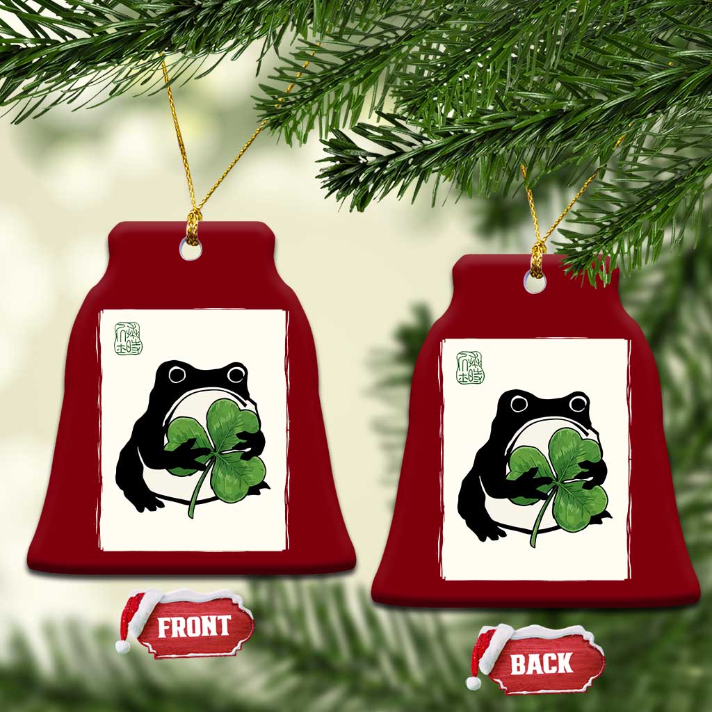Funny Grumpy Frog Japanese St Patricks Day Ceramic Ornament