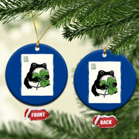 Funny Grumpy Frog Japanese St Patricks Day Ceramic Ornament