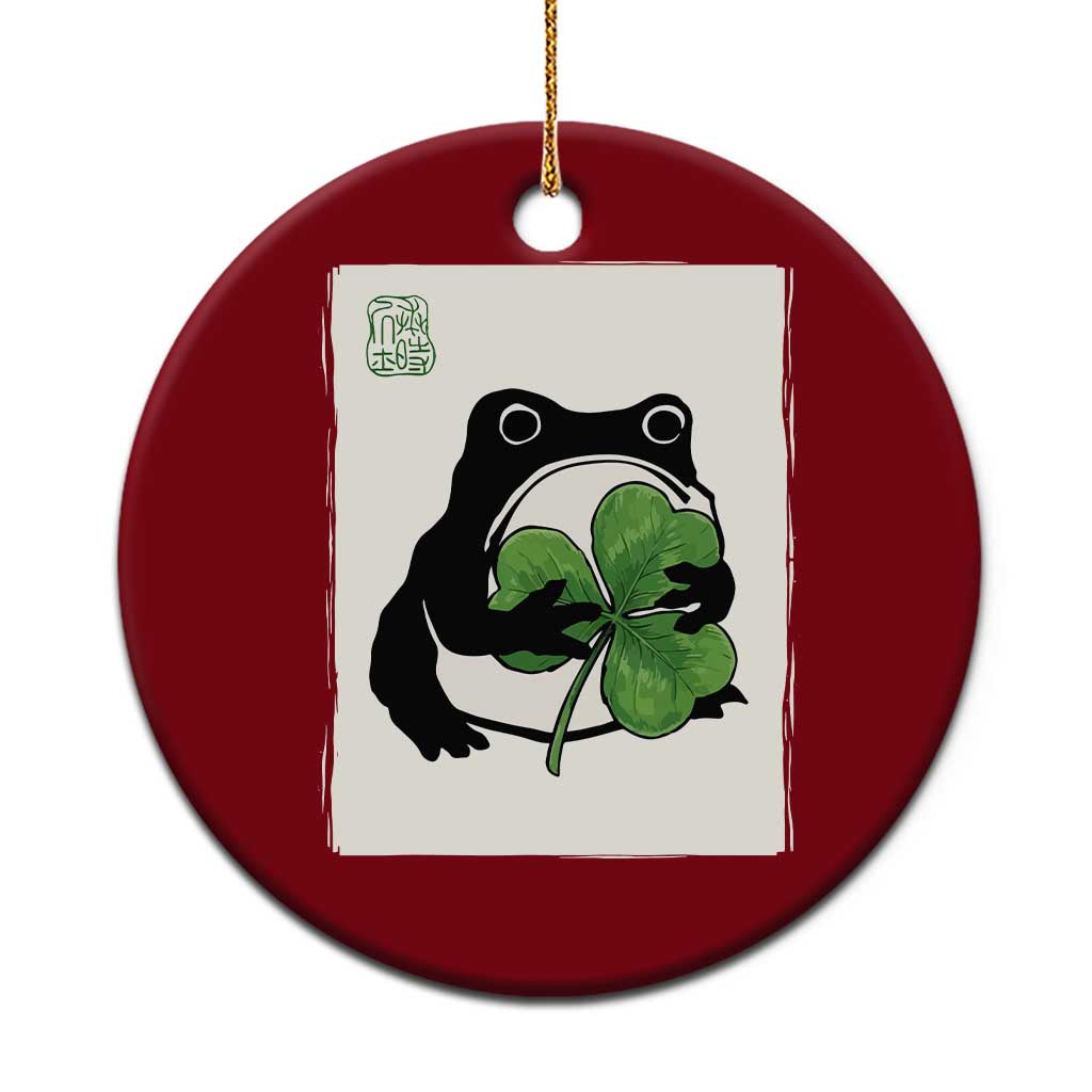 Funny Grumpy Frog Japanese St Patricks Day Ceramic Ornament