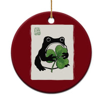 Funny Grumpy Frog Japanese St Patricks Day Ceramic Ornament