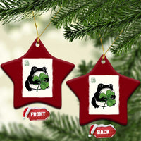 Funny Grumpy Frog Japanese St Patricks Day Ceramic Ornament