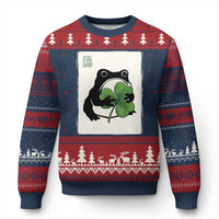 Funny Grumpy Frog Japanese St Patricks Day Ugly Christmas Sweater