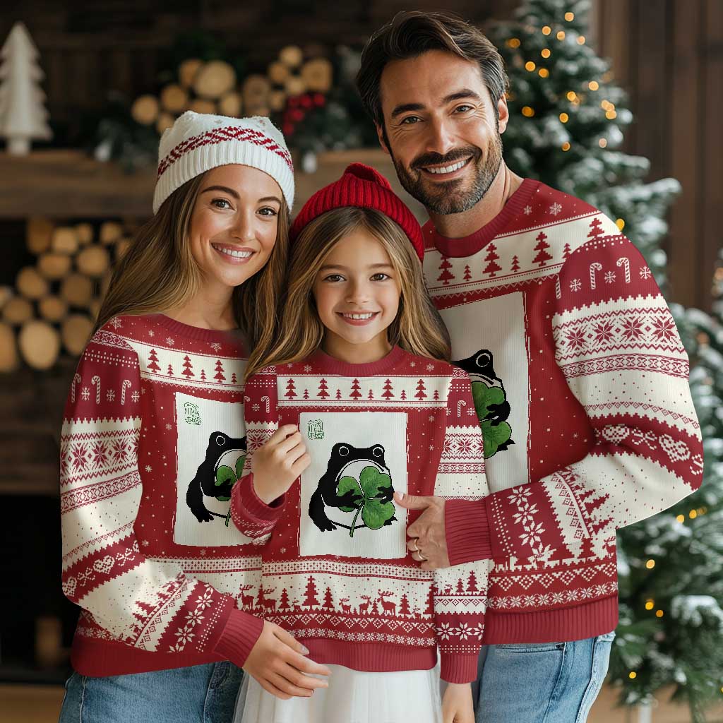 Funny Grumpy Frog Japanese St Patricks Day Ugly Christmas Sweater