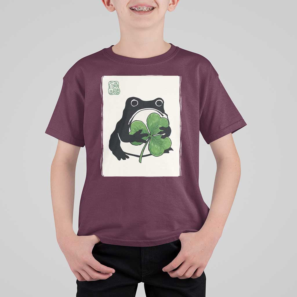 Funny Grumpy Frog Japanese St Patricks Day T Shirt For Kid