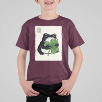 Funny Grumpy Frog Japanese St Patricks Day T Shirt For Kid