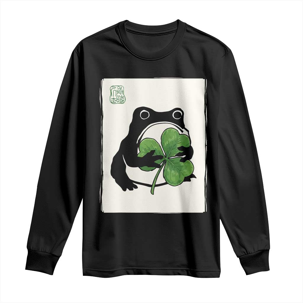 Funny Grumpy Frog Japanese St Patricks Day Long Sleeve Shirt