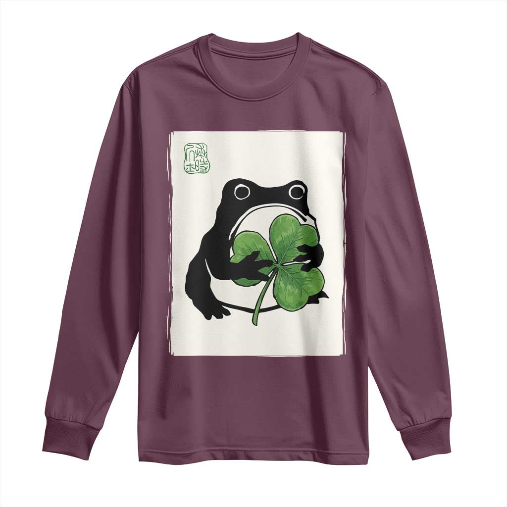 Funny Grumpy Frog Japanese St Patricks Day Long Sleeve Shirt