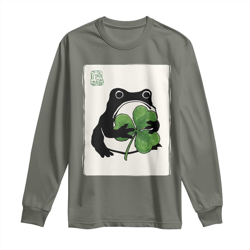 Funny Grumpy Frog Japanese St Patricks Day Long Sleeve Shirt