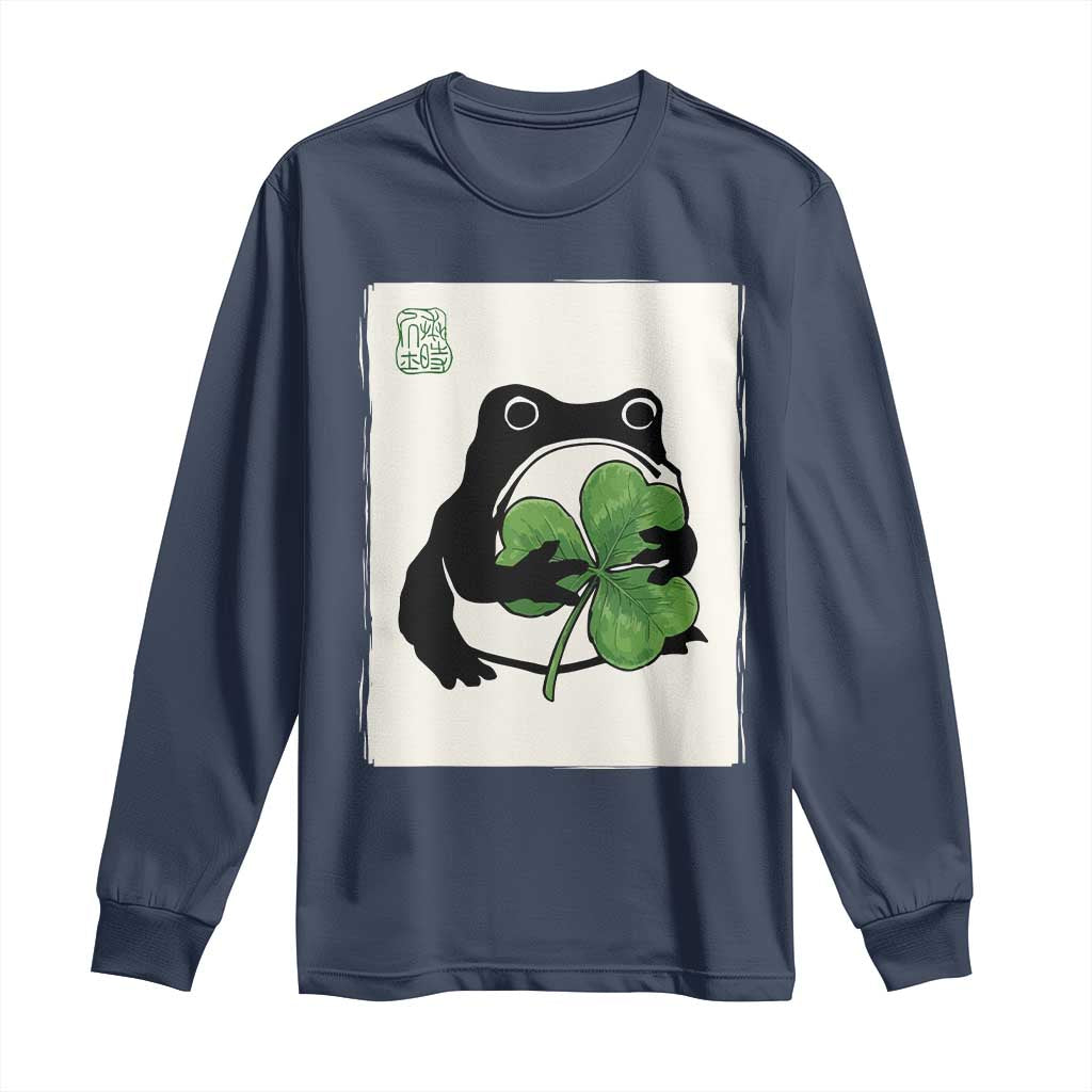 Funny Grumpy Frog Japanese St Patricks Day Long Sleeve Shirt