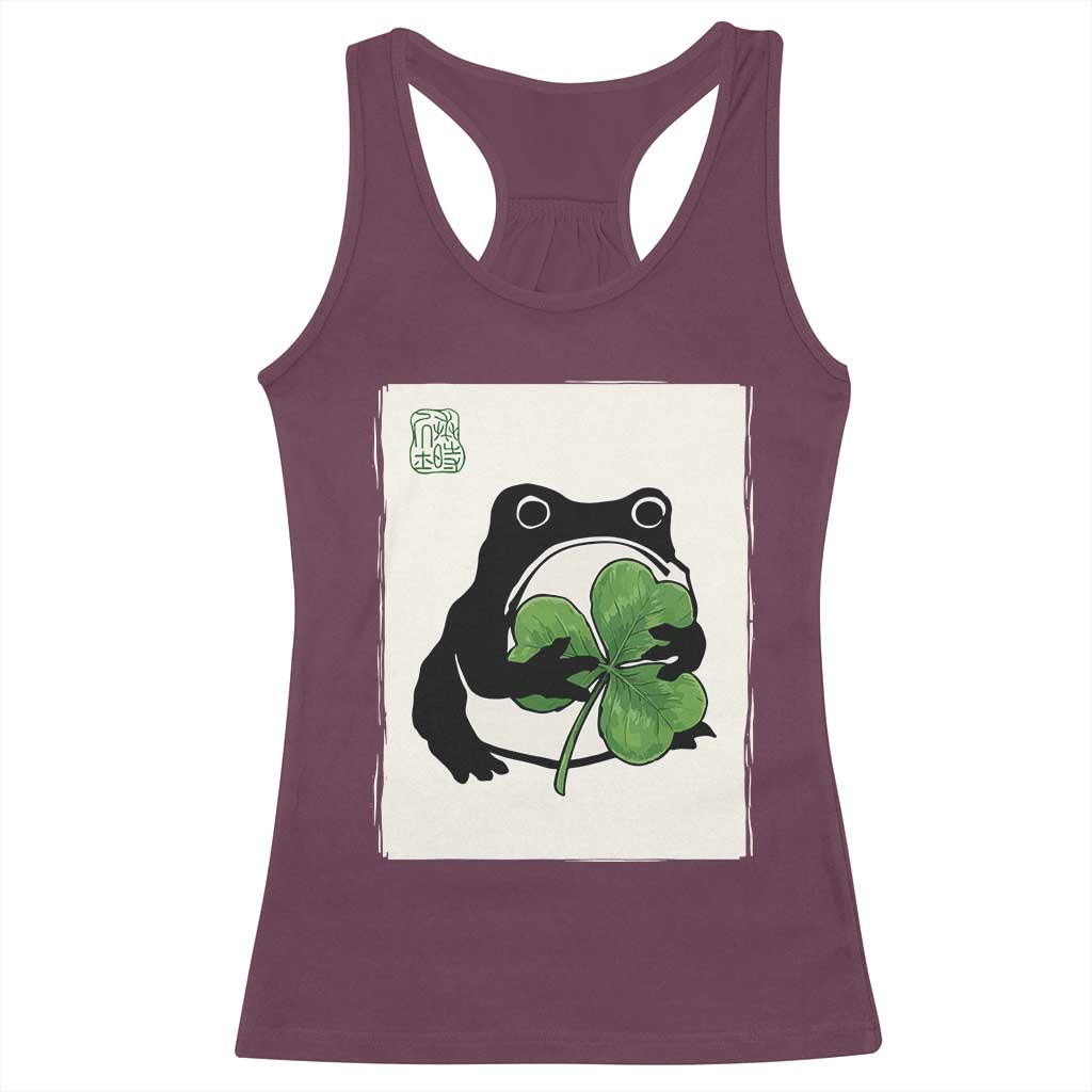 Funny Grumpy Frog Japanese St Patricks Day Racerback Tank Top
