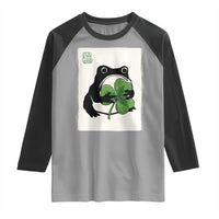 Funny Grumpy Frog Japanese St Patricks Day Raglan Shirt
