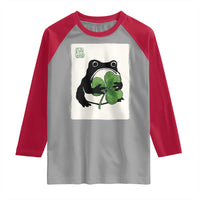 Funny Grumpy Frog Japanese St Patricks Day Raglan Shirt