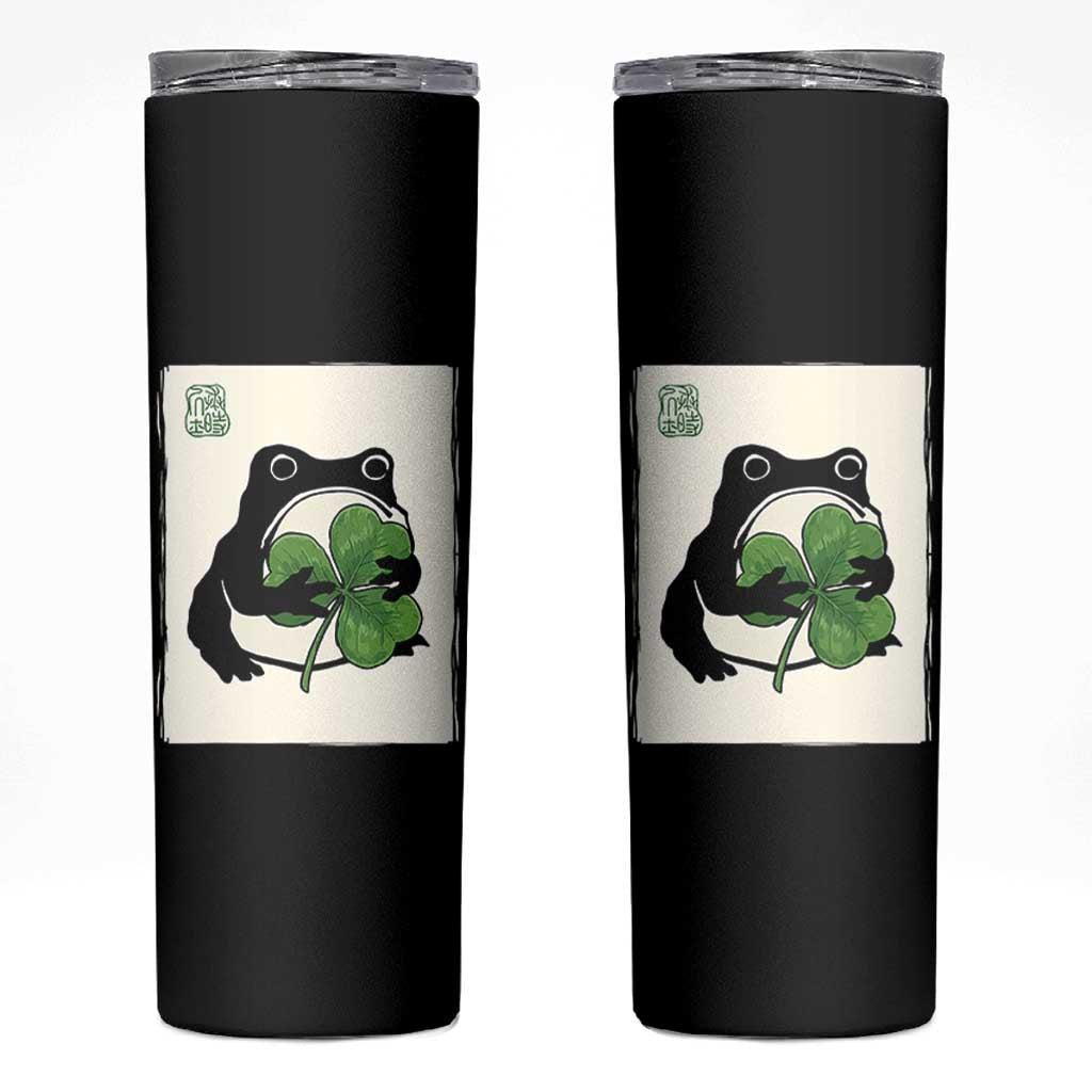 Funny Grumpy Frog Japanese St Patricks Day Skinny Tumbler