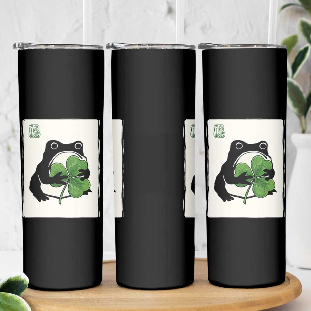 Funny Grumpy Frog Japanese St Patricks Day Skinny Tumbler