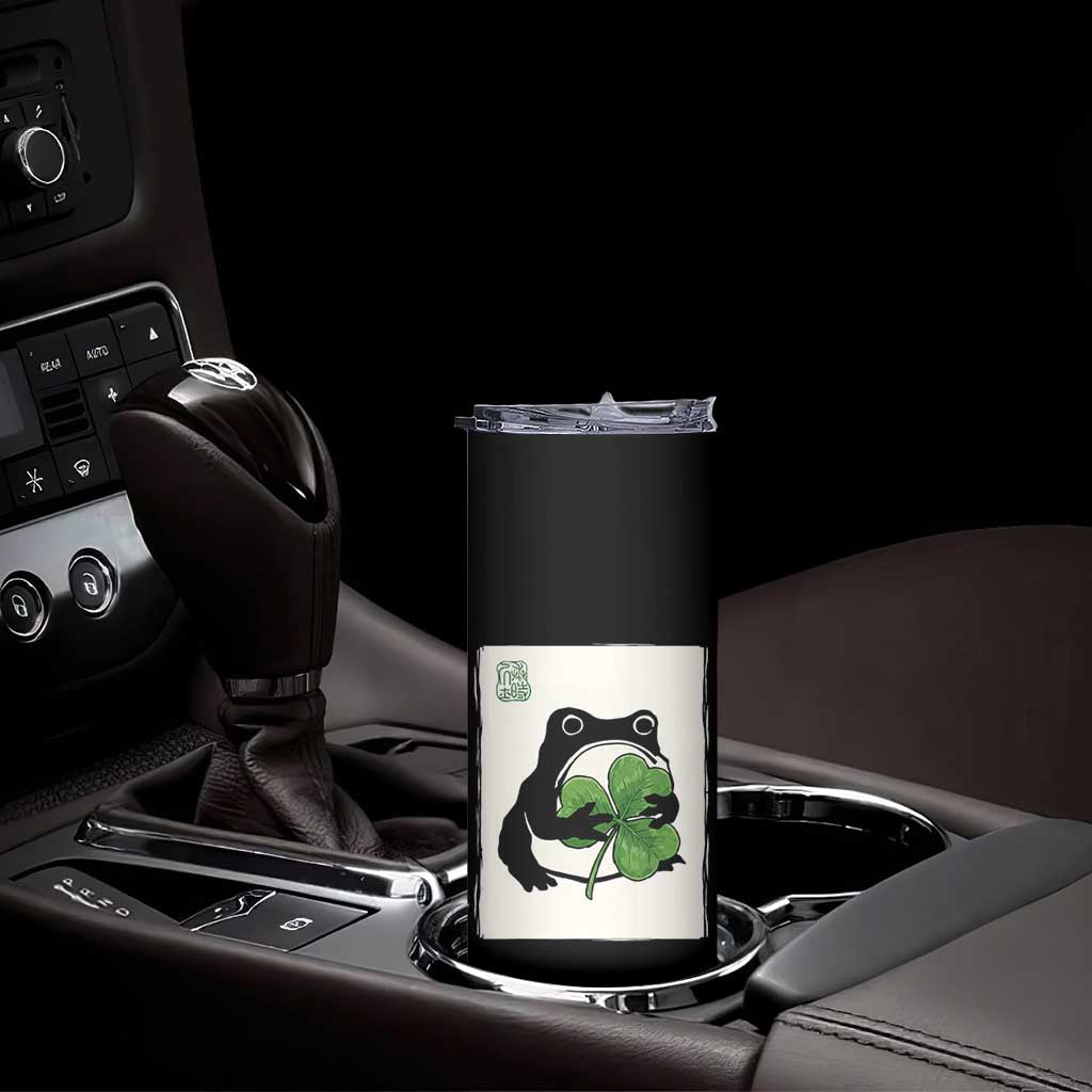 Funny Grumpy Frog Japanese St Patricks Day Skinny Tumbler