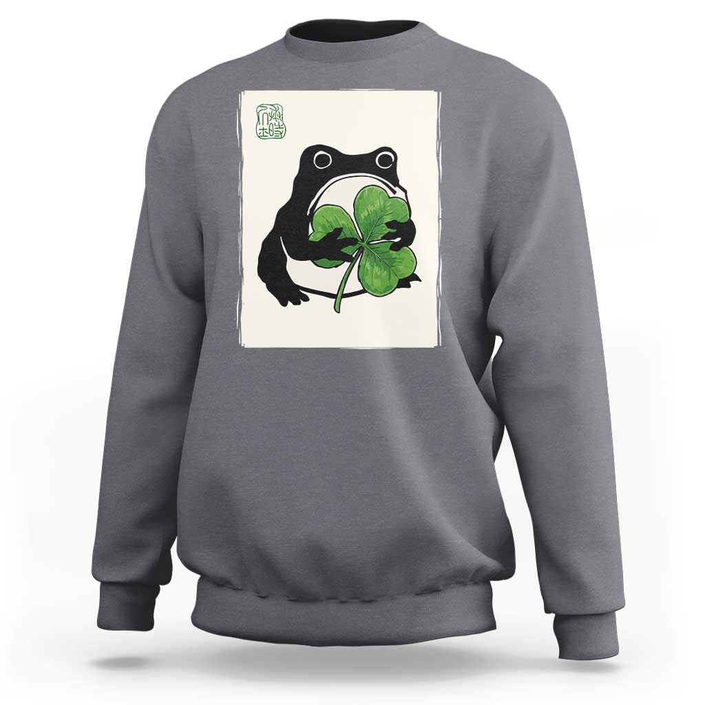 Funny Grumpy Frog Japanese St Patricks Day Sweatshirt