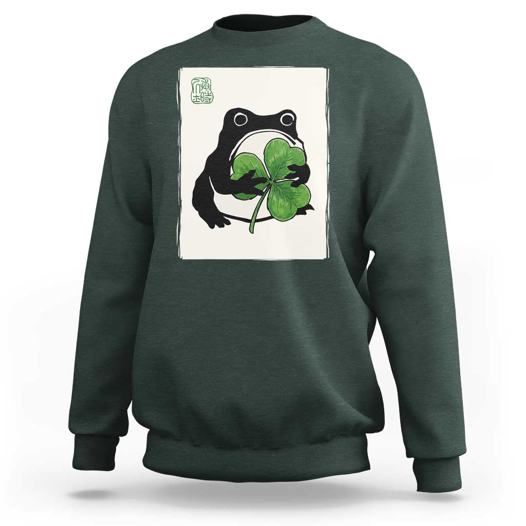 Funny Grumpy Frog Japanese St Patricks Day Sweatshirt