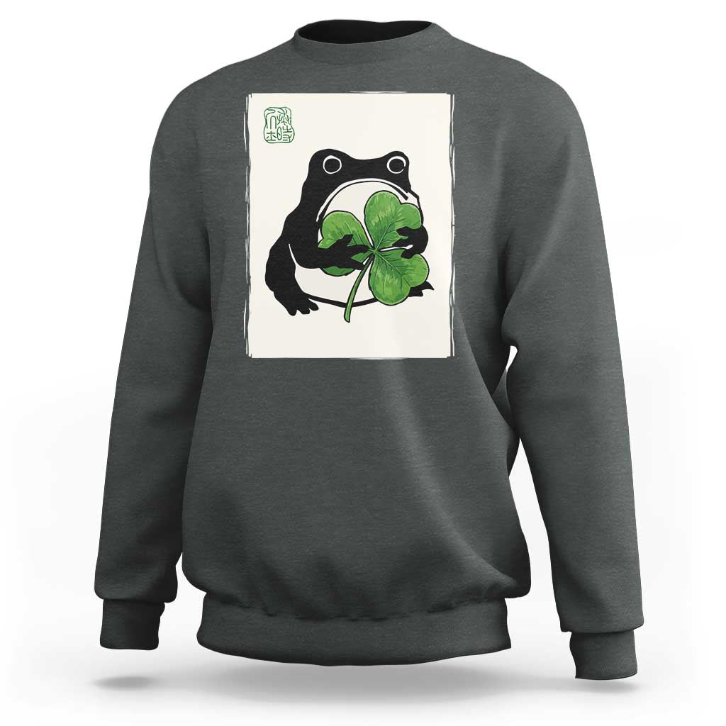 Funny Grumpy Frog Japanese St Patricks Day Sweatshirt