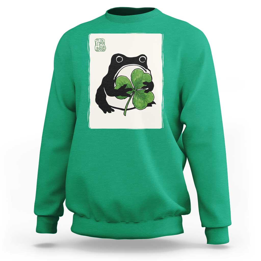 Funny Grumpy Frog Japanese St Patricks Day Sweatshirt