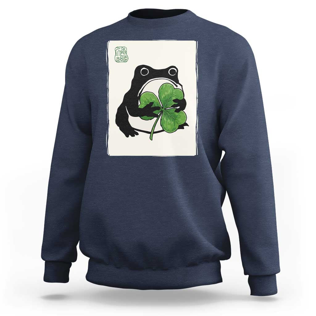 Funny Grumpy Frog Japanese St Patricks Day Sweatshirt