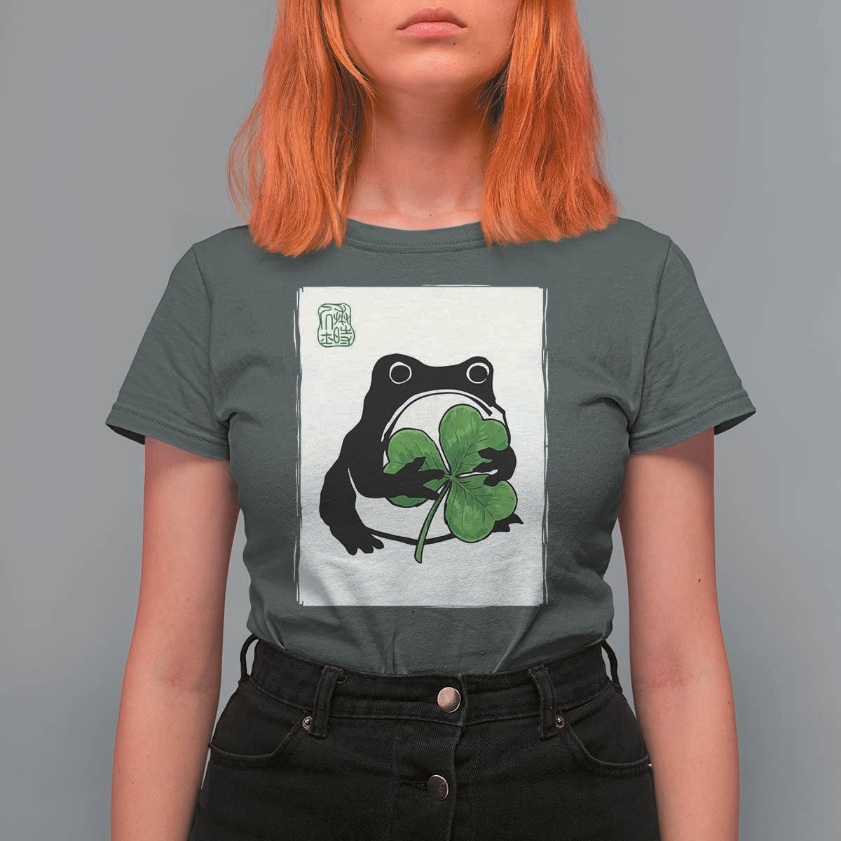 Funny Grumpy Frog Japanese St Patricks Day T Shirt For Women