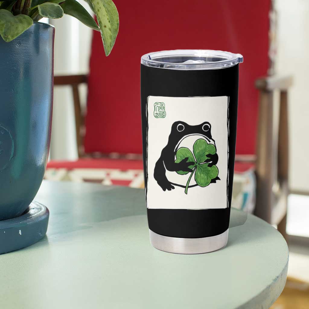 Funny Grumpy Frog Japanese St Patricks Day Tumbler Cup