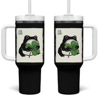 Funny Grumpy Frog Japanese St Patricks Day Tumbler With Handle