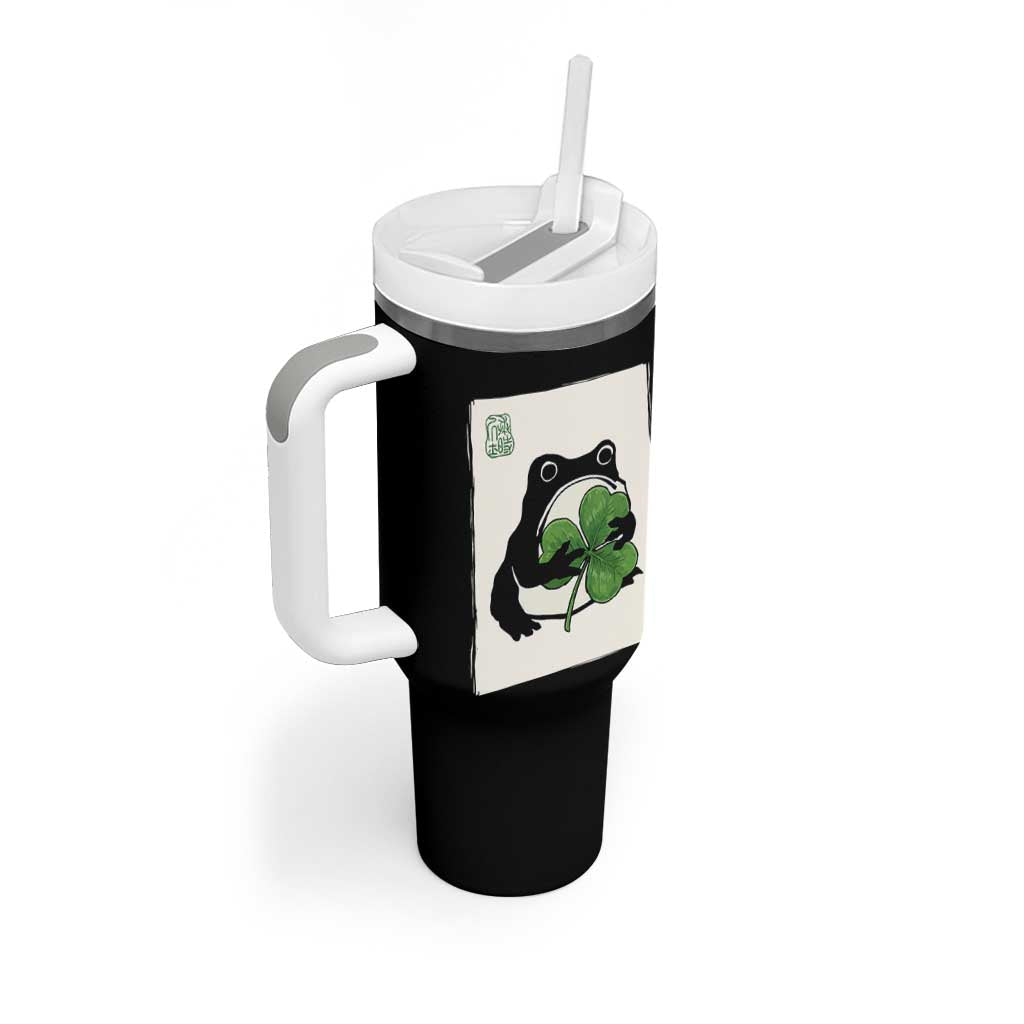 Funny Grumpy Frog Japanese St Patricks Day Tumbler With Handle