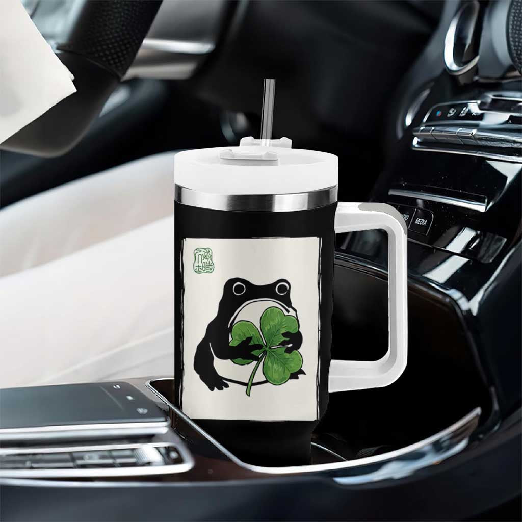 Funny Grumpy Frog Japanese St Patricks Day Tumbler With Handle