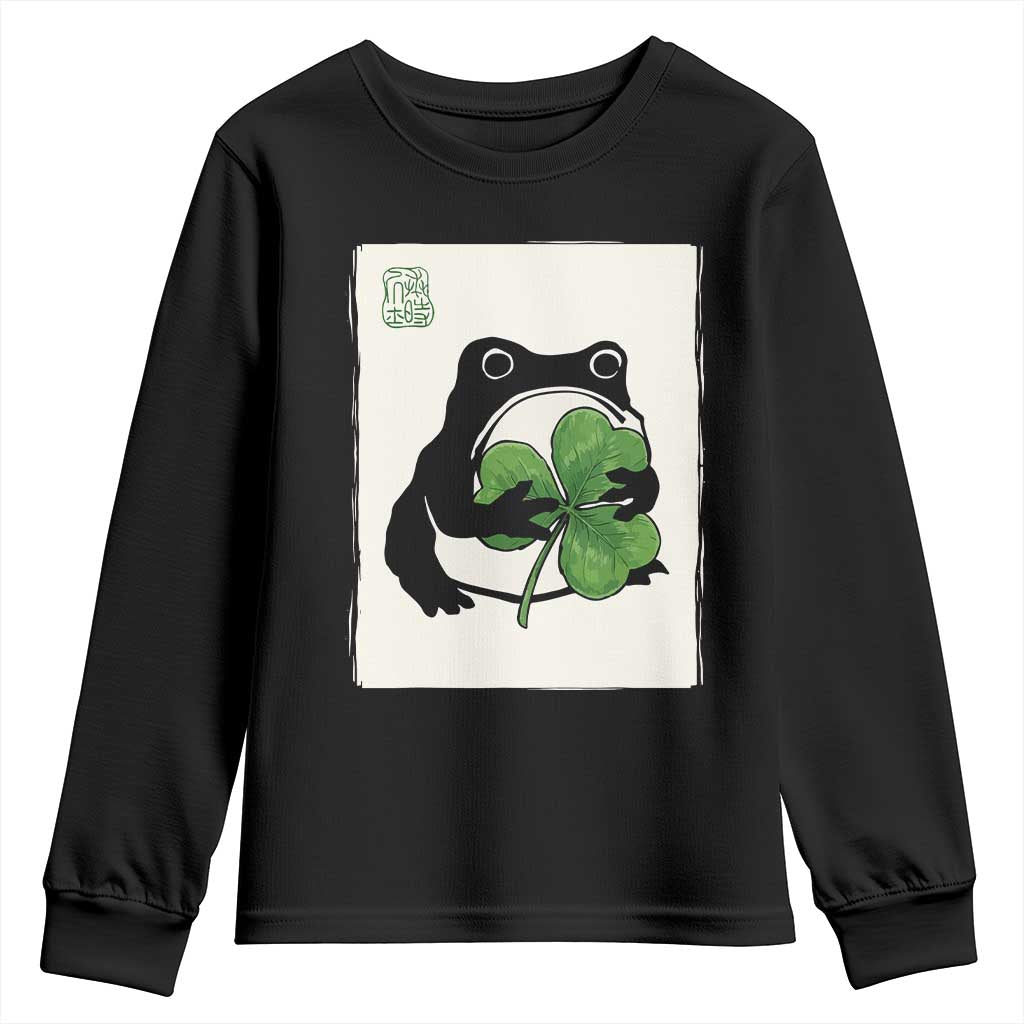 Funny Grumpy Frog Japanese St Patricks Day Youth Sweatshirt