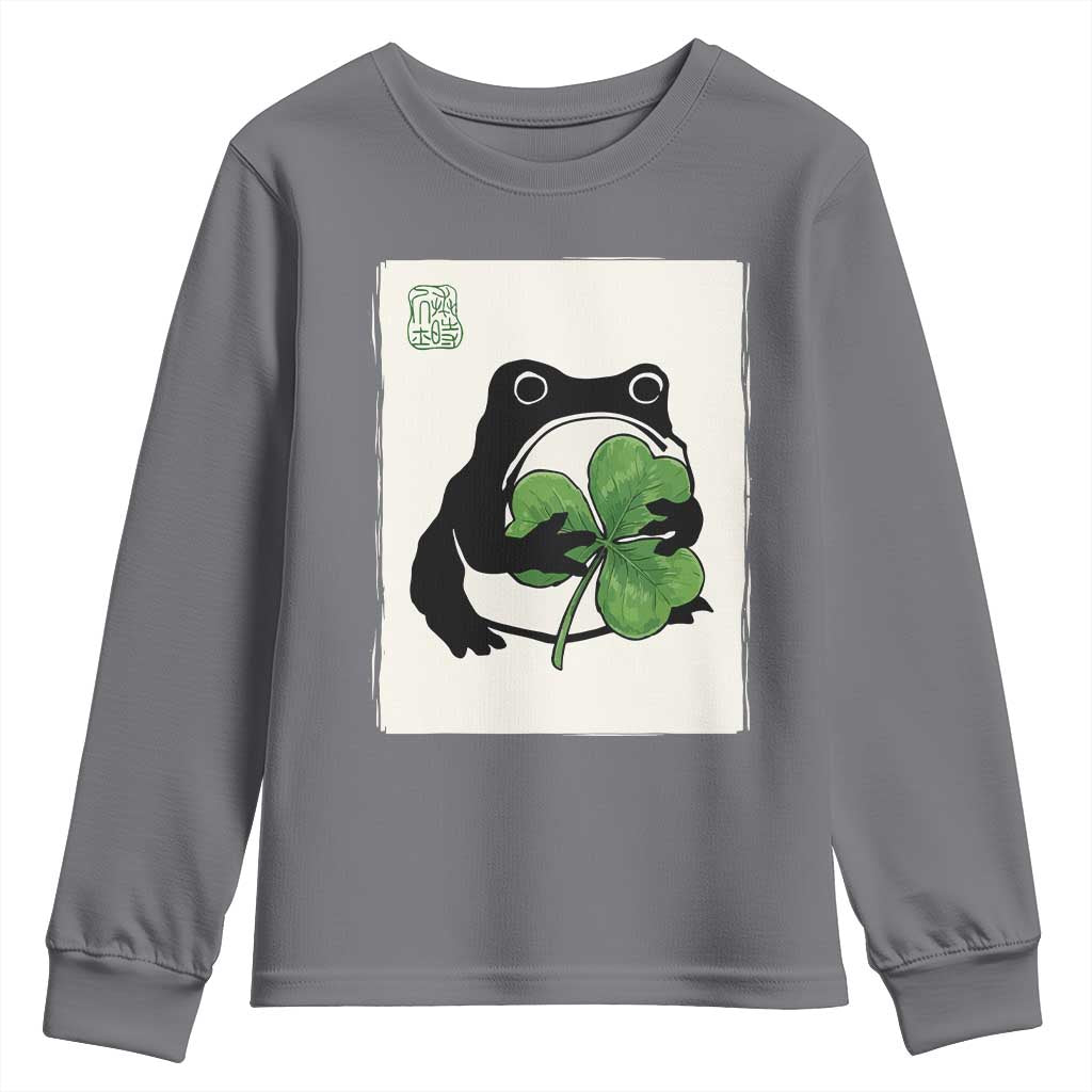 Funny Grumpy Frog Japanese St Patricks Day Youth Sweatshirt