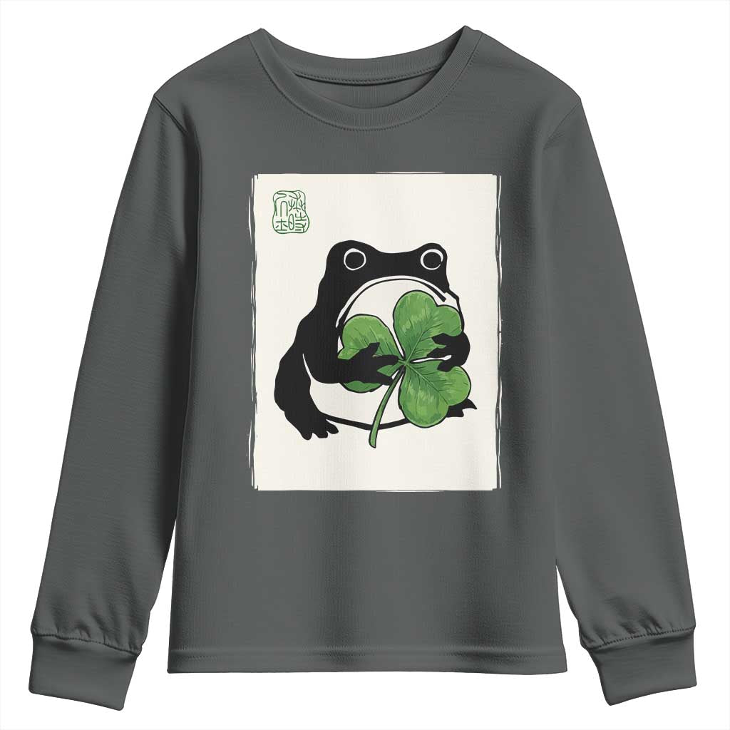 Funny Grumpy Frog Japanese St Patricks Day Youth Sweatshirt