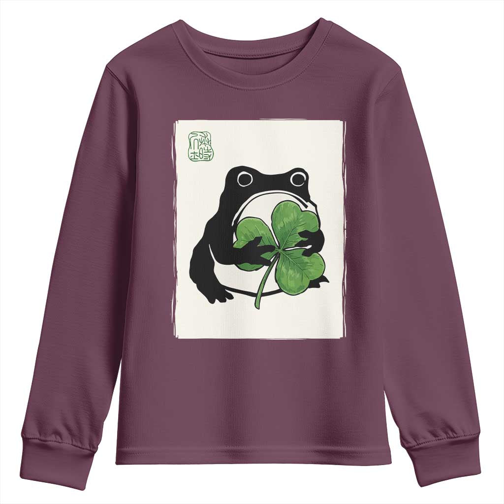 Funny Grumpy Frog Japanese St Patricks Day Youth Sweatshirt