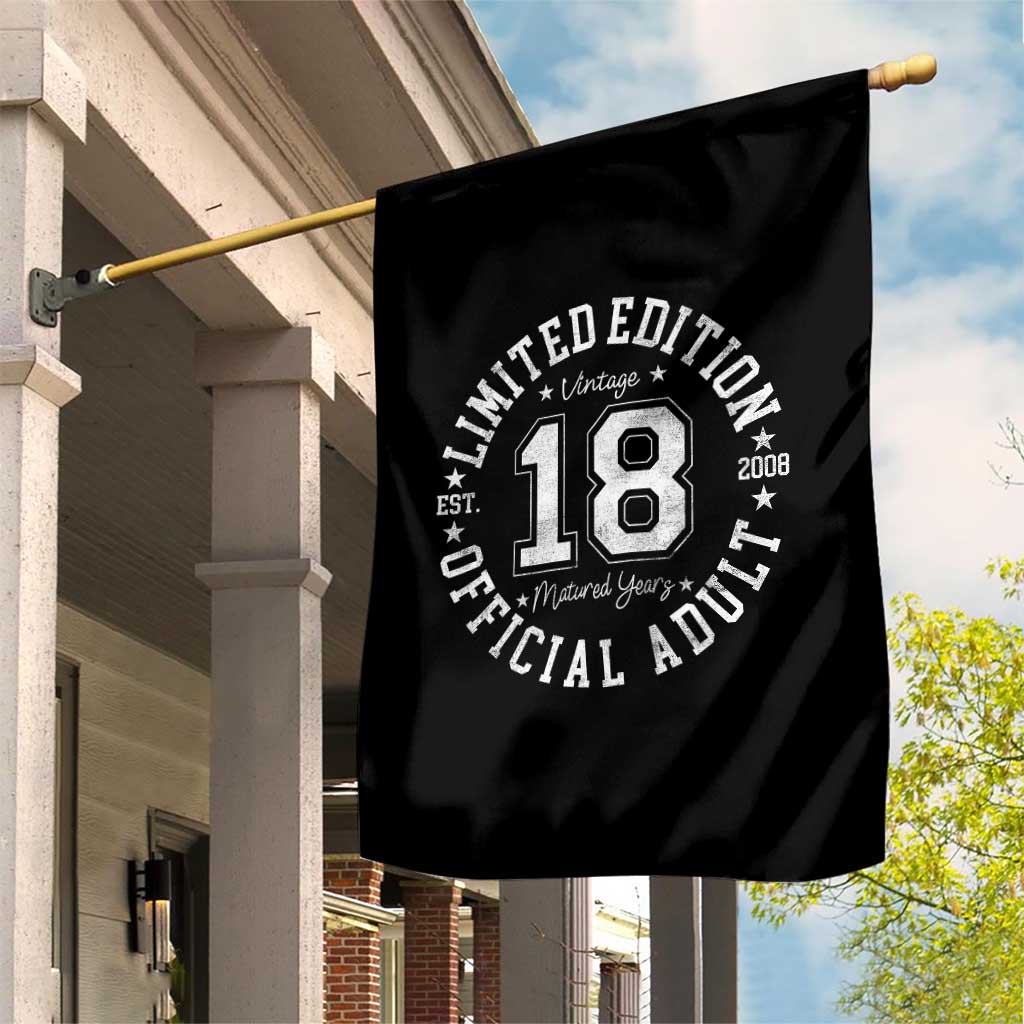 Funny 18th Birthday Garden Flag Est 2008 Limited Edition Official Adult