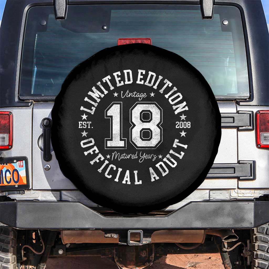 Funny 18th Birthday Spare Tire Cover Est 2008 Limited Edition Official Adult
