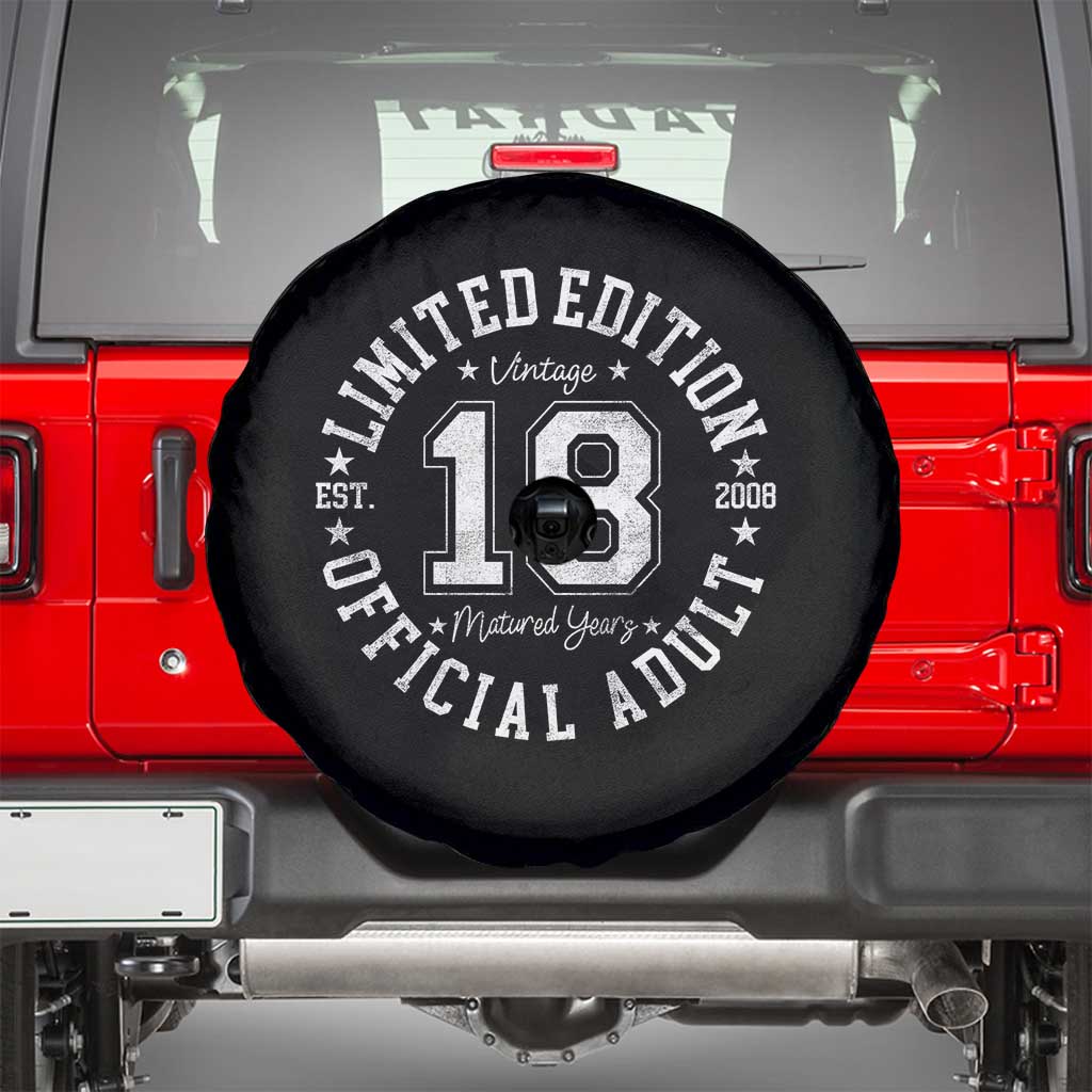 Funny 18th Birthday Spare Tire Cover Est 2008 Limited Edition Official Adult