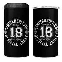 Funny 18th Birthday 4 in 1 Can Cooler Tumbler Est 2008 Limited Edition Official Adult