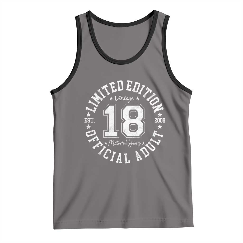 Funny 18th Birthday Tank Top Est 2008 Limited Edition Official Adult